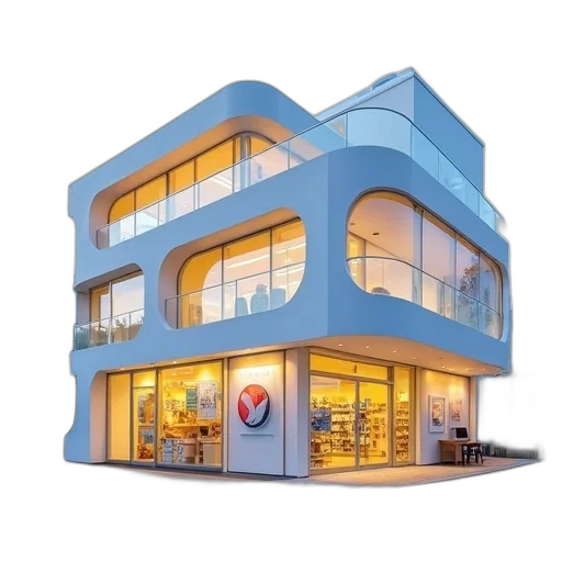 building, furniture, 3d render, concept art, photorealistic, blue, office, japan transparent PNG cut-out