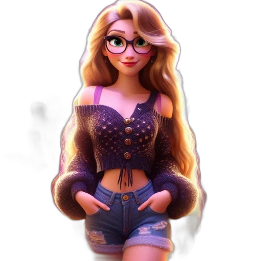dress, hair, jacket, cartoon, 3d render, fantasy art, photorealistic, animated transparent PNG cut-out