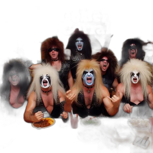 mask, group, individuals, dressed, rock-and-roll, fashion, dines, golden transparent PNG cut-out