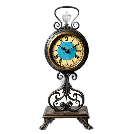 jewelry, furniture, staff, 3d render, photorealistic, vintage, clock, blue transparent PNG cut-out