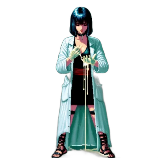 staff, sword, jacket, dress, concept art, fantasy art, pixel art, 3d render transparent PNG cut-out