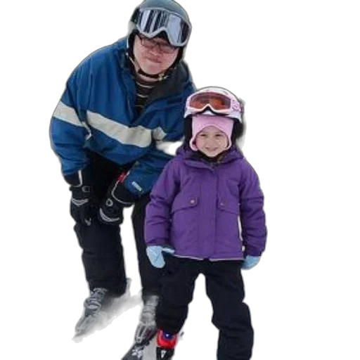 snow, man, child, ski, gear, stand, wearing, purple transparent PNG cut-out