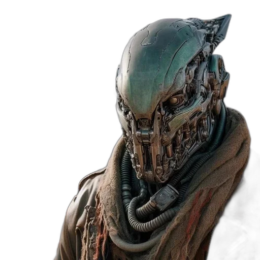mask, creature, face, robot, concept art, 3d render, fantasy art, outer space transparent PNG cut-out