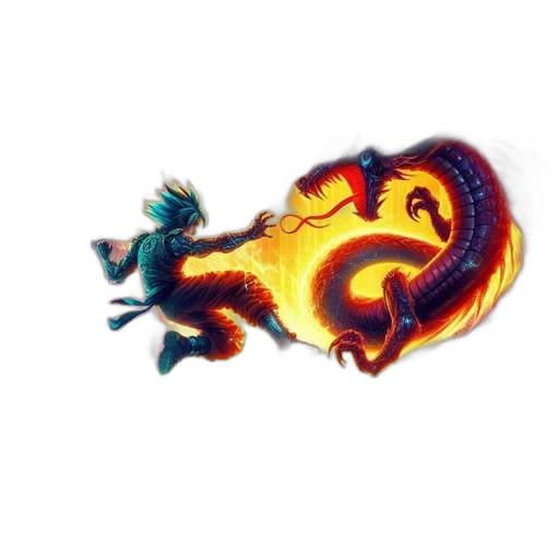 dragon, staff, creature, weapon, fantasy art, concept art, pixel art, 3d render transparent PNG cut-out