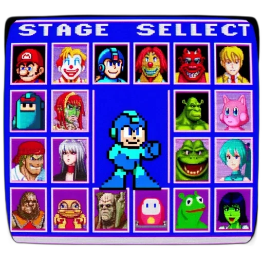 pixel art, concept art, blue, green, classic, stage, select, screen transparent PNG cut-out