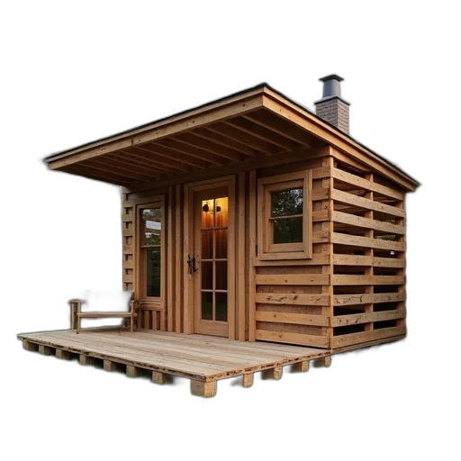 furniture, 3d render, photorealistic, wooden, pallet, house, backyard transparent PNG cut-out