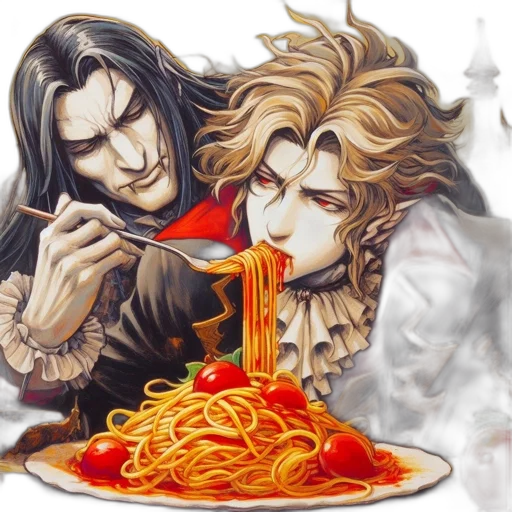 food, comic book art, concept art, anime, fantasy art, fire, red, two transparent PNG cut-out