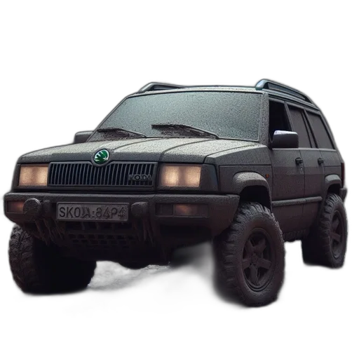 car, weapon, 3d render, photorealistic, vaporwave, concept art, illuminated, mud-covered transparent PNG cut-out