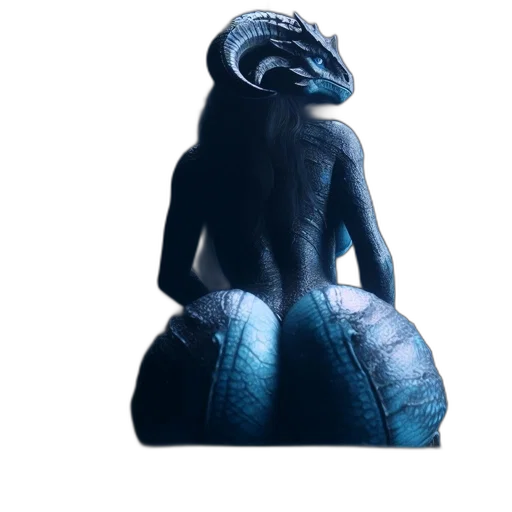 creature, dragon, dress, mask, concept art, 3d render, fantasy art, vaporwave transparent PNG cut-out