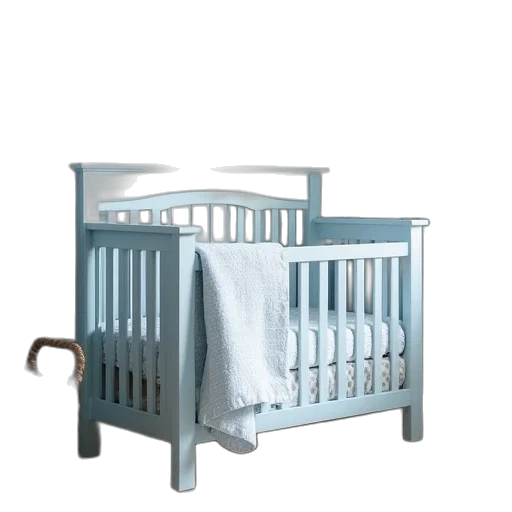 furniture, 3d render, photorealistic, blue, pastel, monochrome, baby, crib transparent PNG cut-out