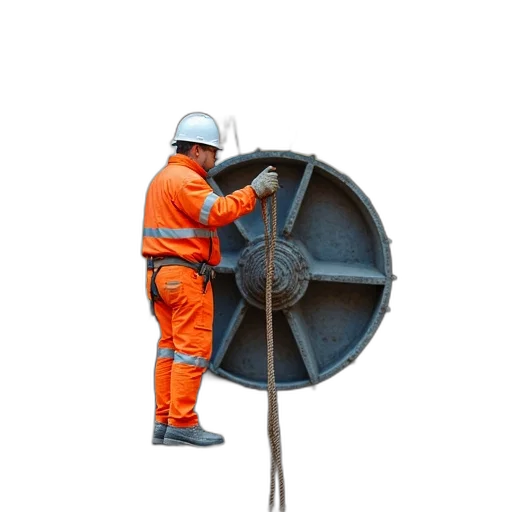 staff, umbrella, weapon, jewelry, worker, orange, jumpsuit, standing transparent PNG cut-out