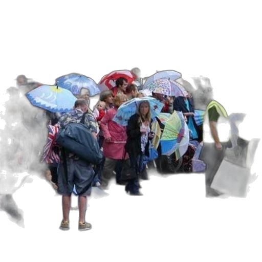 umbrella, photorealistic, 3d render, concept art, rain, fog, city street, snow transparent PNG cut-out