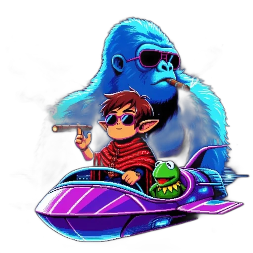 car, creature, concept art, vaporwave, pixel art, cartoon, underwater, neon lights transparent PNG cut-out