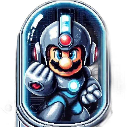 robot, face, weapon, mask, pixel art, concept art, comic book art, 3d render transparent PNG cut-out