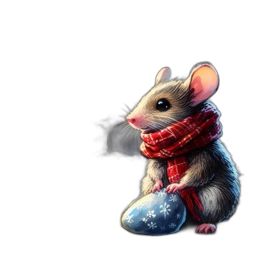 animal, concept art, pixel art, 3d render, fantasy art, snow, mouse, wearing transparent PNG cut-out