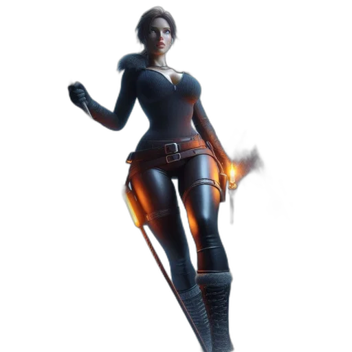 weapon, jacket, staff, dress, concept art, 3d render, cyberpunk, fantasy art transparent PNG cut-out