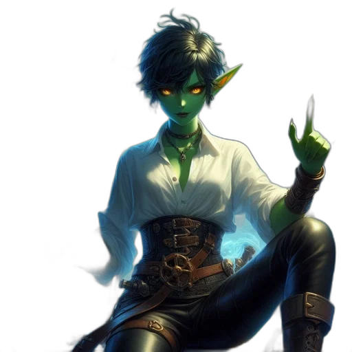 staff, mask, fantasy art, concept art, pixel art, comic book art, green, green-skinned transparent PNG cut-out