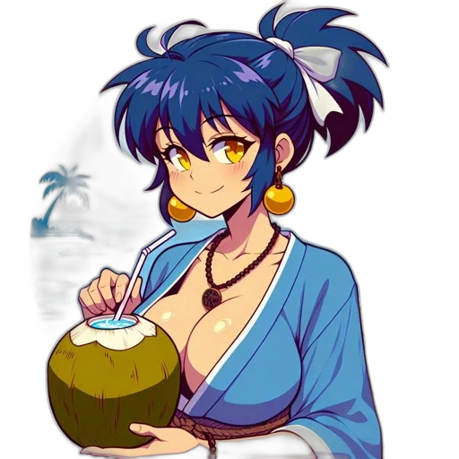 anime, pixel art, vaporwave, concept art, beach, blue, animated, woman transparent PNG cut-out