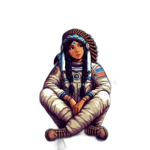 face, robot, jewelry, jacket, pixel art, concept art, fantasy art, comic book art transparent PNG cut-out