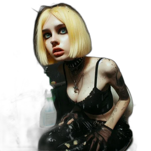 robot, dress, face, weapon, cyberpunk, concept art, photorealistic, fantasy art transparent PNG cut-out