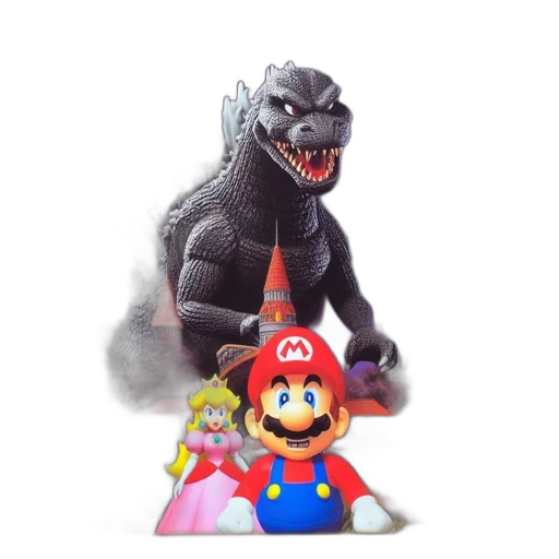 creature, animal, crown, dragon, 3d render, concept art, godzilla, faces transparent PNG cut-out