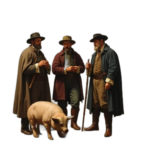 animal, hat, food, staff, concept art, oil painting, photorealistic, 3d render transparent PNG cut-out