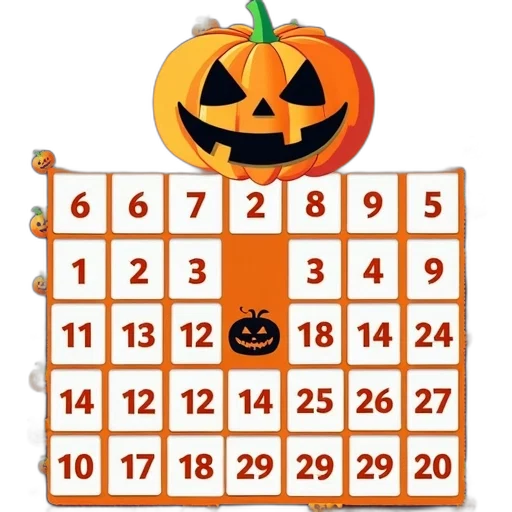 bingo, card, halloween, theme, featuring, jack-o, lantern, center transparent PNG cut-out