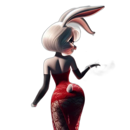 dress, hat, concept art, cartoon, fantasy art, comic book art, red, rabbit-like transparent PNG cut-out