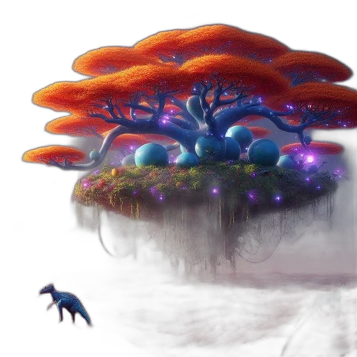 tree, creature, dragon, crown, concept art, fantasy art, 3d render, watercolor transparent PNG cut-out