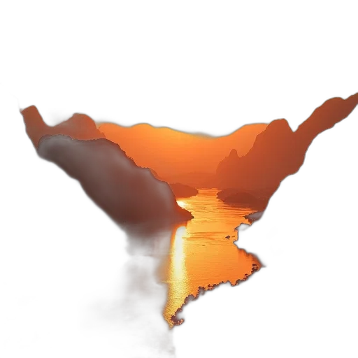 hair, dragon, concept art, 3d render, photorealistic, fire, sunset, over transparent PNG cut-out