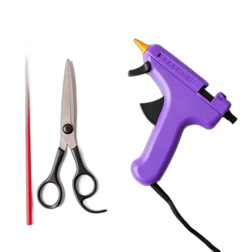 weapon, staff, hair, 3d render, pair, scissors, purple, hot transparent PNG cut-out