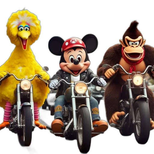 concept art, 3d render, three, iconic, characters, big, bird, mickey transparent PNG cut-out