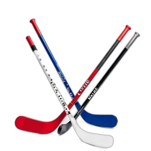 weapon, staff, set, hockey, sticks, red, blue, white transparent PNG cut-out