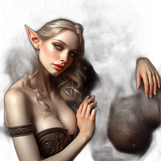 fantasy art, concept art, photorealistic, oil painting, forest, underwater, earth tones, dark transparent PNG cut-out