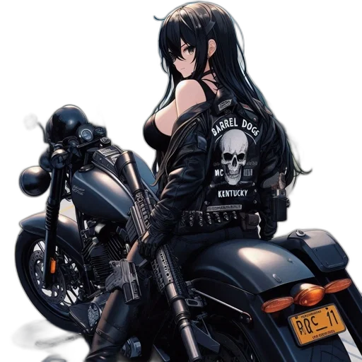 jacket, weapon, comic book art, anime, concept art, fantasy art, dark, animate transparent PNG cut-out