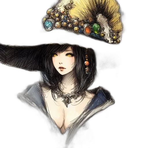 hat, jewelry, staff, crown, fantasy art, concept art, watercolor, anime transparent PNG cut-out