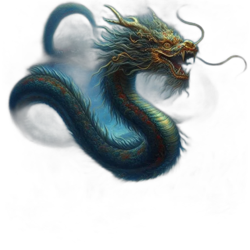 dragon, creature, hair, animal, fantasy art, concept art, photorealistic, pixel art transparent PNG cut-out