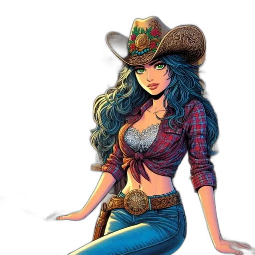 hat, comic book art, fantasy art, cartoon, concept art, illustrated, portrait, features transparent PNG cut-out