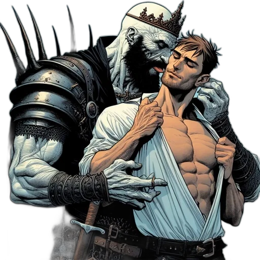comic book art, concept art, imposing, figure, bald, head, wears, dark transparent PNG cut-out