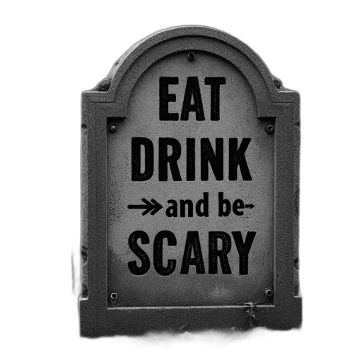 food, cement, tombstone, black, white, sign, saying, eat transparent PNG cut-out