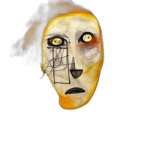 mask, face, creature, hat, photorealistic, watercolor, concept art, oil painting transparent PNG cut-out