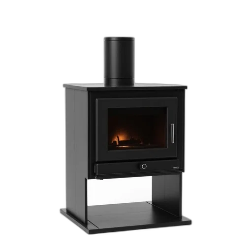 furniture, 3d render, modern, black, metal, stove, sleek, design transparent PNG cut-out