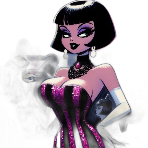 dress, concept art, fantasy art, cartoon, comic book art, dark, stylish, animated transparent PNG cut-out