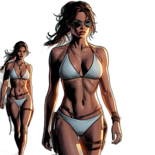 comic book art, concept art, cartoon, photorealistic, earth tones, two, women, white transparent PNG cut-out