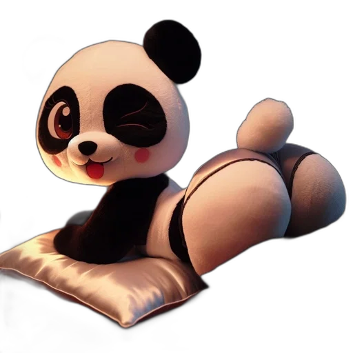 animal, 3d render, concept art, photorealistic, cartoon, plush, panda, toy transparent PNG cut-out