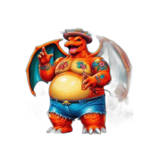 dragon, creature, concept art, fantasy art, 3d render, pixel art, humorous, illustration transparent PNG cut-out