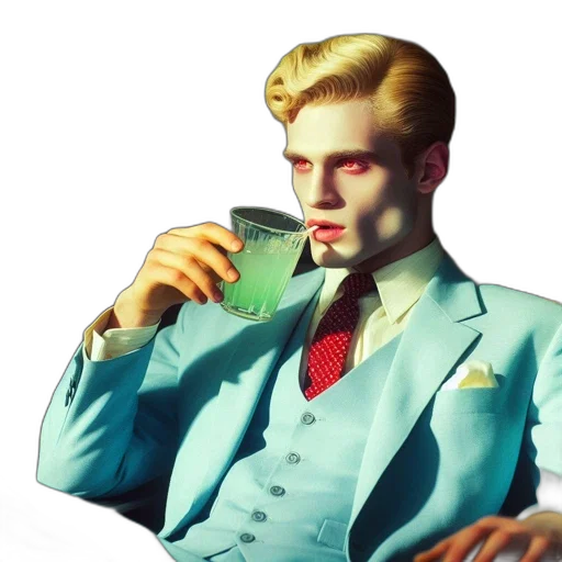 jacket, face, robot, staff, vaporwave, concept art, cyberpunk, photorealistic transparent PNG cut-out
