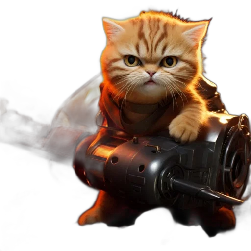 weapon, staff, animal, concept art, fantasy art, photorealistic, pixel art, kitten transparent PNG cut-out