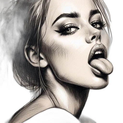 face, photorealistic, pencil sketch, fantasy art, cartoon, neon lights, fire, intimate transparent PNG cut-out