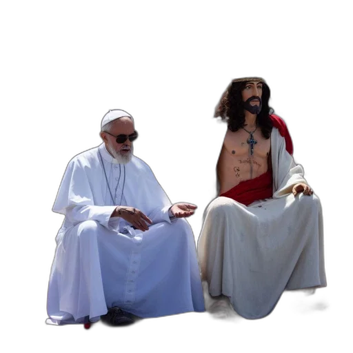 two, individuals, one, dressed, like, pope, other, religious transparent PNG cut-out